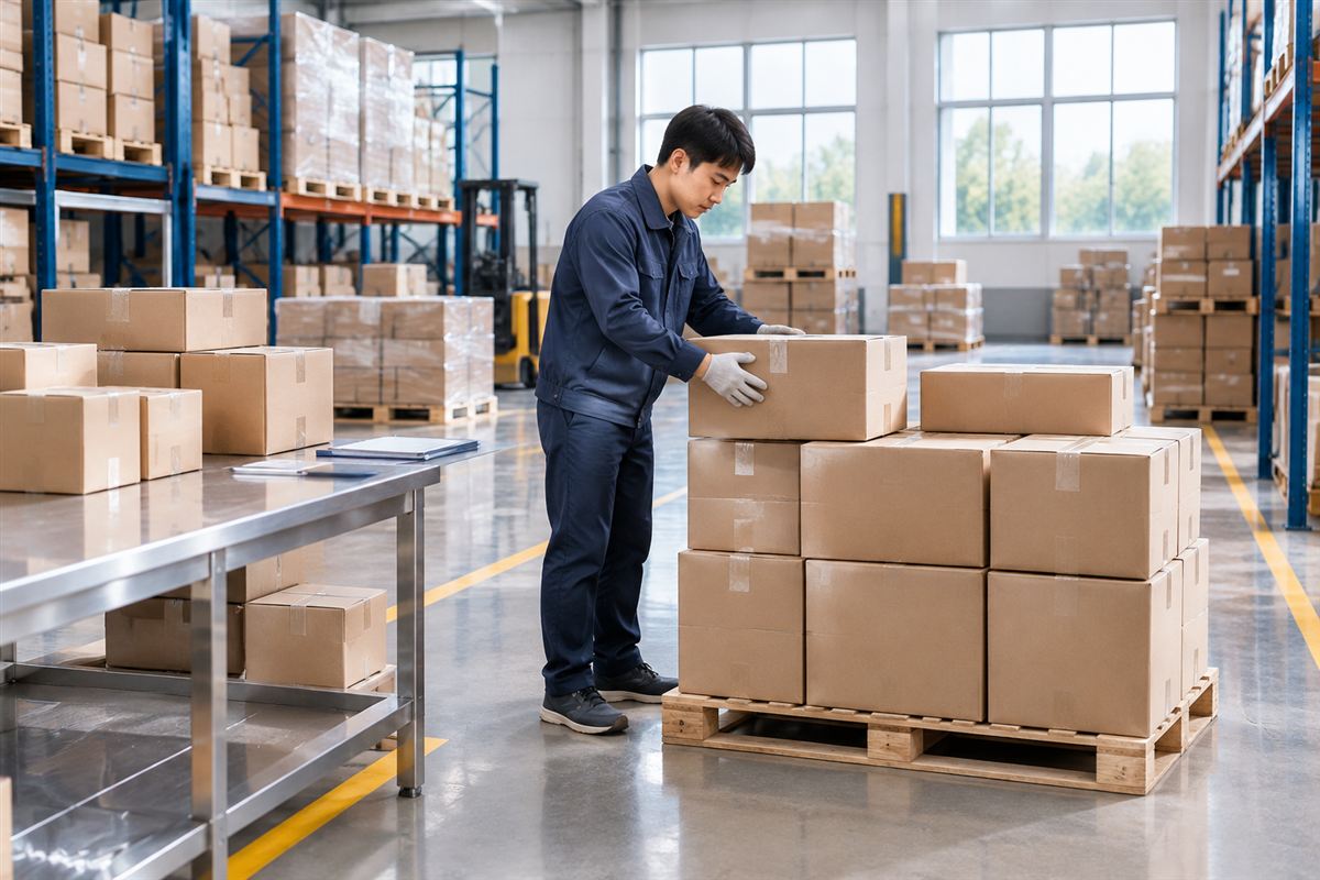 AI-generated illustration of supplier cargo consolidation in a warehouse